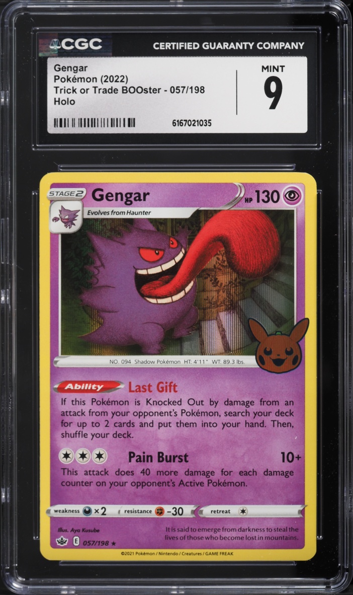 2022 Pokemon Sword & Shield Chilling Reign Trick Or Trade Holo Gengar #57 CGC 9 MINT