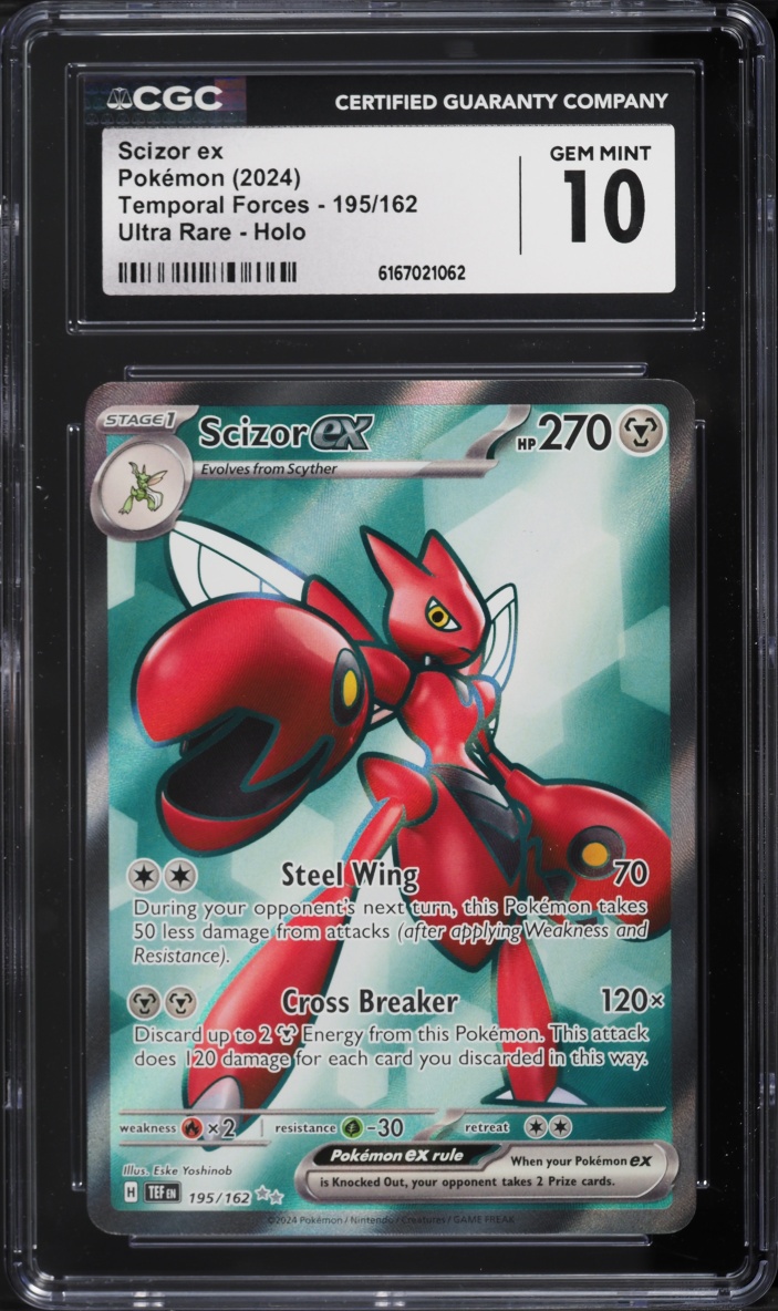 2024 Pokemon Scarlet & Violet Temporal Forces Full Art Scizor ex #195 CGC 10 GEM MINT