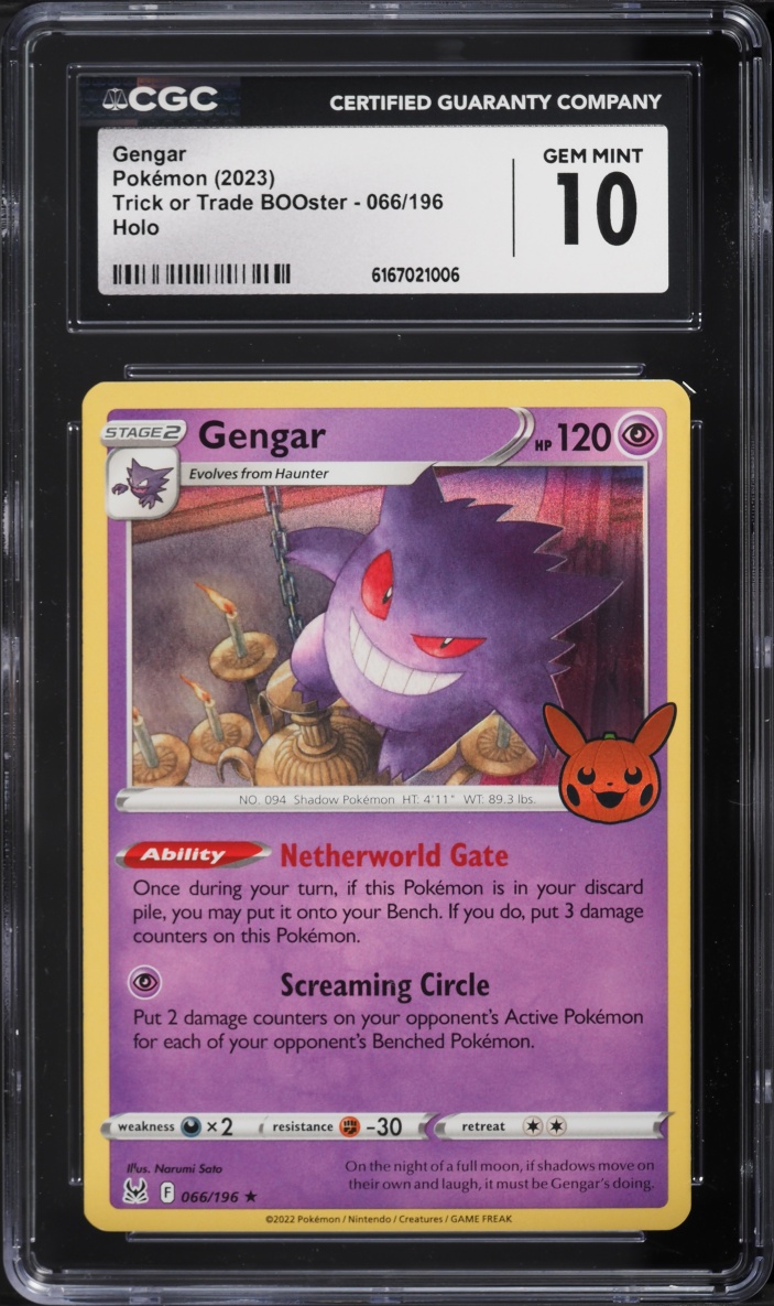 2023 Pokemon Sword & Shield Lost Origin Trick Or Trade Holo Gengar #66 CGC 10 GEM MINT