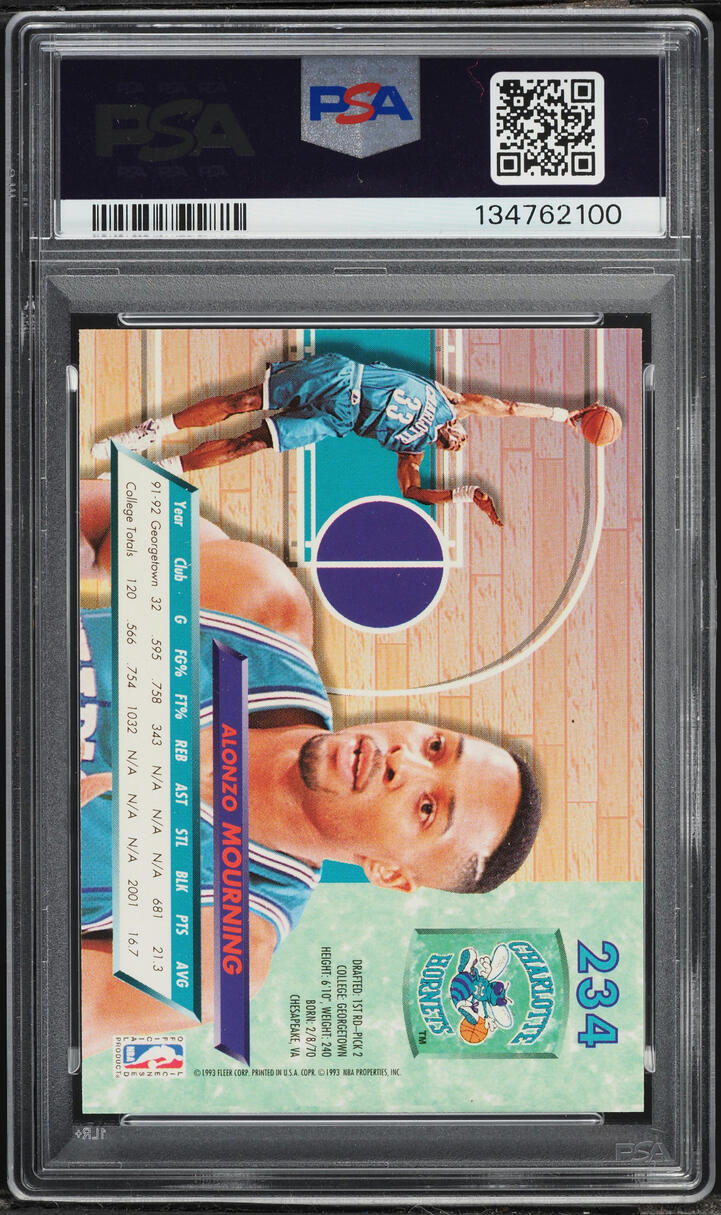 1992 Ultra Basketball Alonzo Mourning ROOKIE #234 PSA 9 MINT