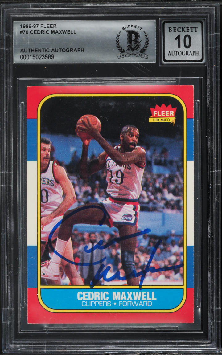 1986 Fleer Basketball Cedric Maxwell AUTO #70 BAS BGS AUTH