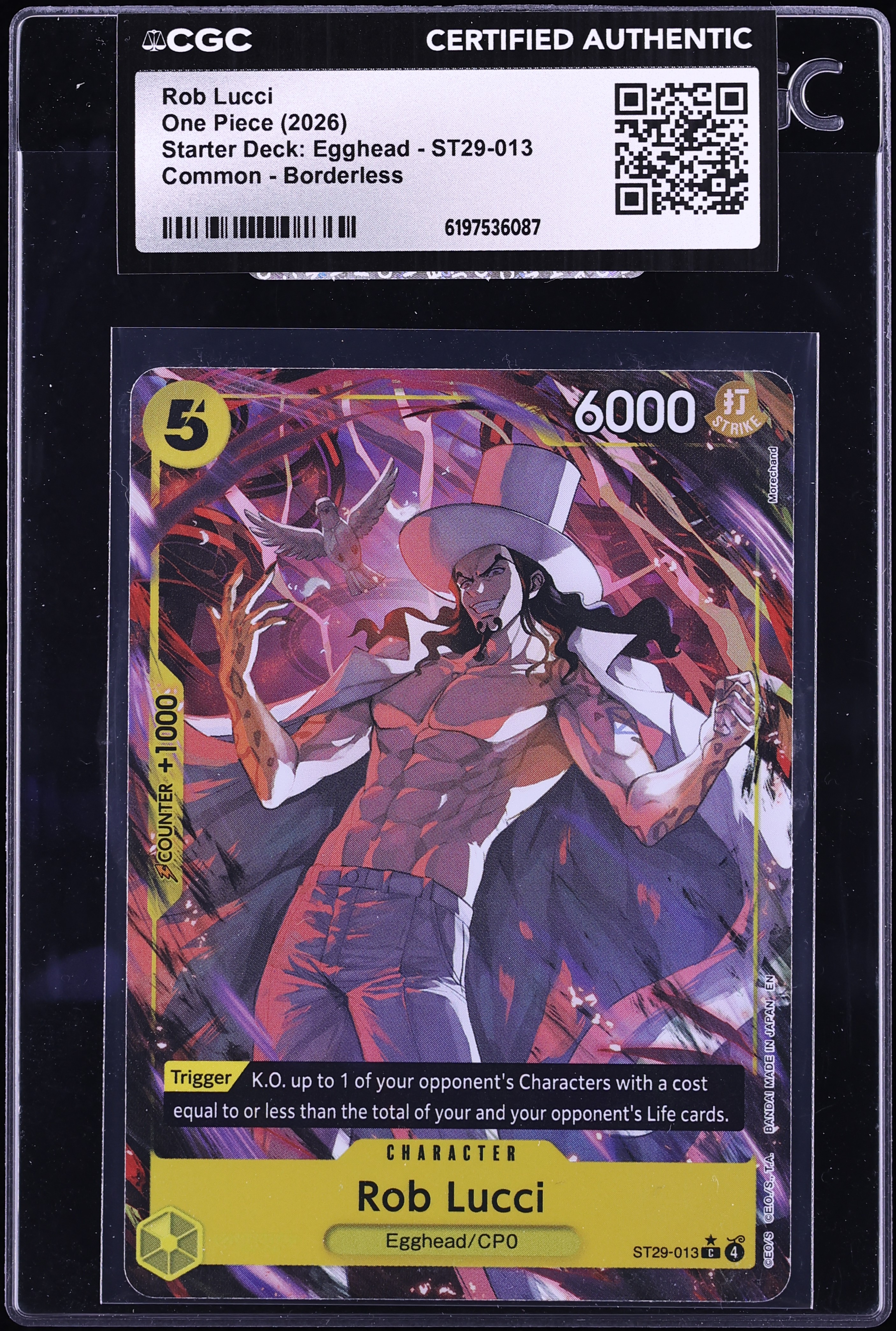 2026 One Piece Starter Deck Egghead Alt Art Rob Lucci #ST29-013 CGC AUTH