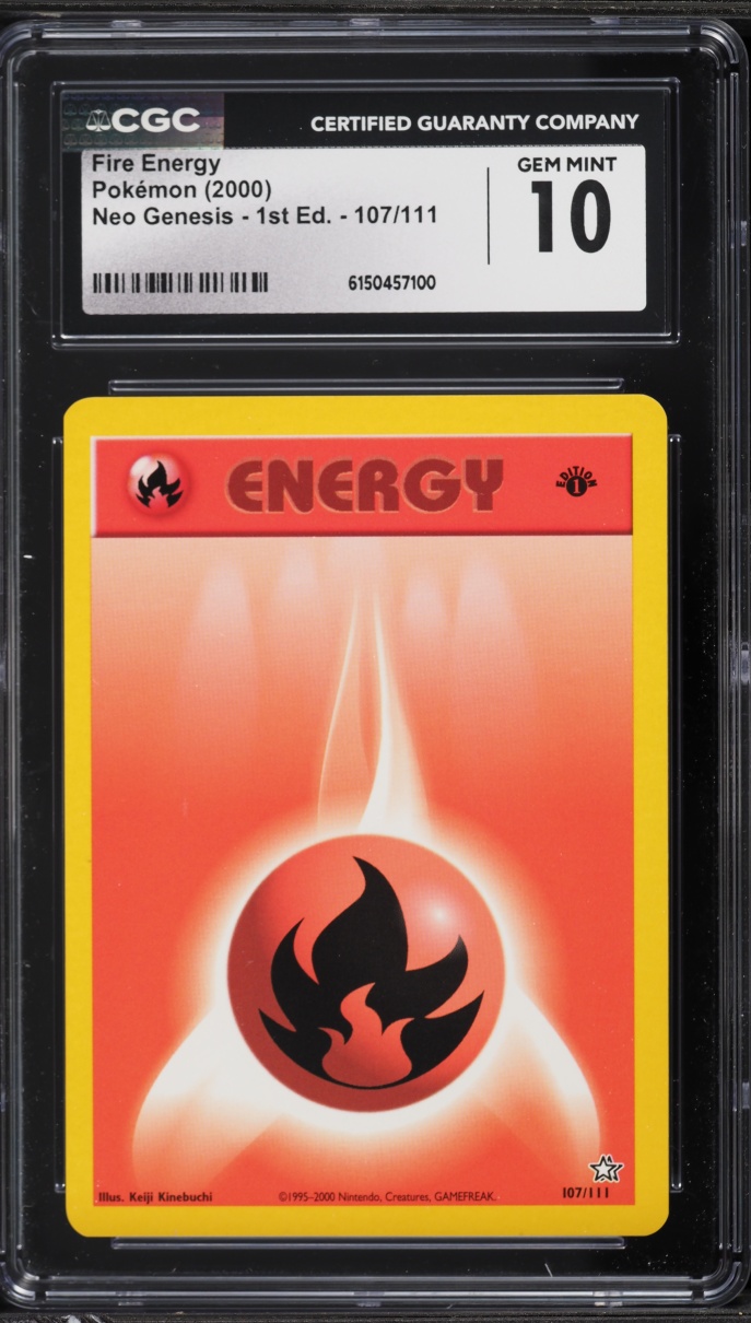 2000 Pokemon Neo Genesis 1st Edition Fire Energy #107 CGC 10 GEM MINT
