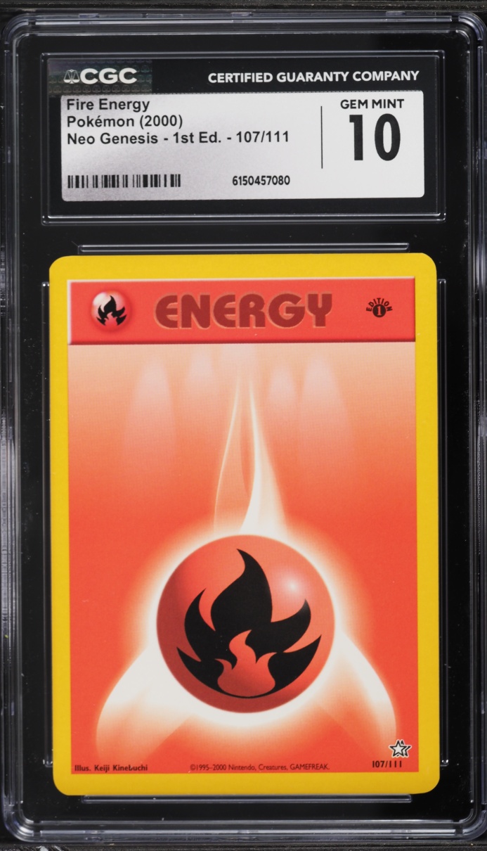 2000 Pokemon Neo Genesis 1st Edition Fire Energy #107 CGC 10 GEM MINT