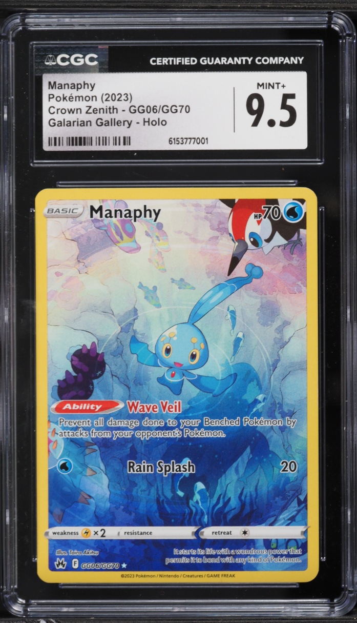 2023 Pokemon Sword & Shield Crown Zenith Full Art Manaphy #GG06 CGC 9.5 MINT+