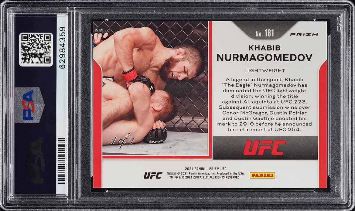 2021 Panini Prizm UFC Black Prizms Khabib Nurmagomedov 1/1 #181