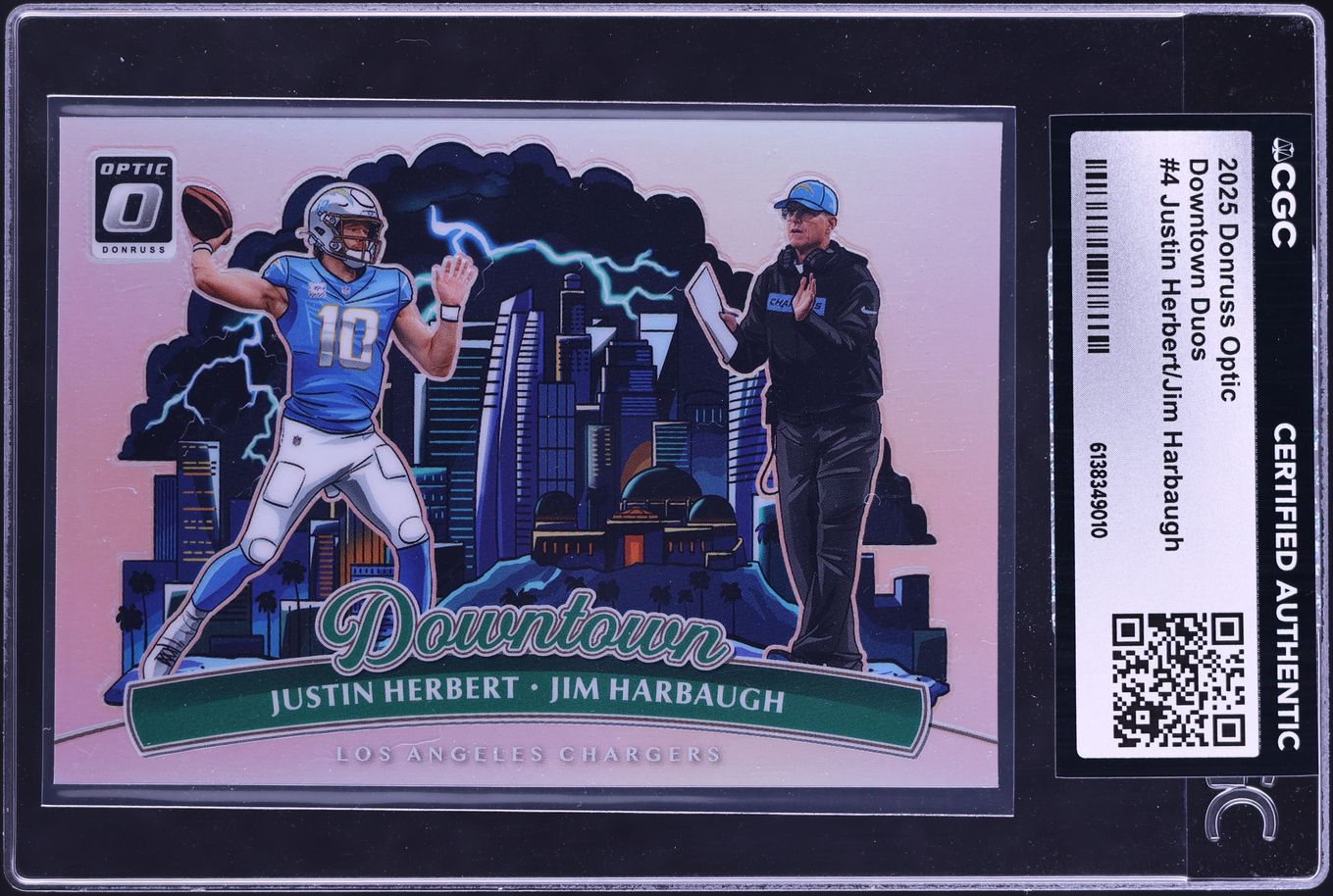 2025 Donruss Optic Downtown Duos Justin Herbert & Jim Harbaugh #4 CGC AUTH