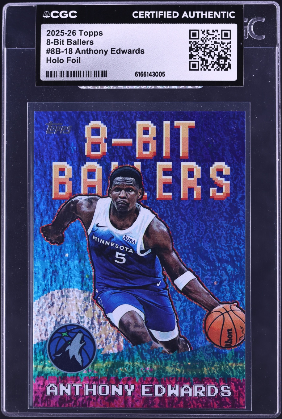 2025 Topps 8-Bit Ballers Holo Foil Anthony Edwards #8B-18 CGC AUTH