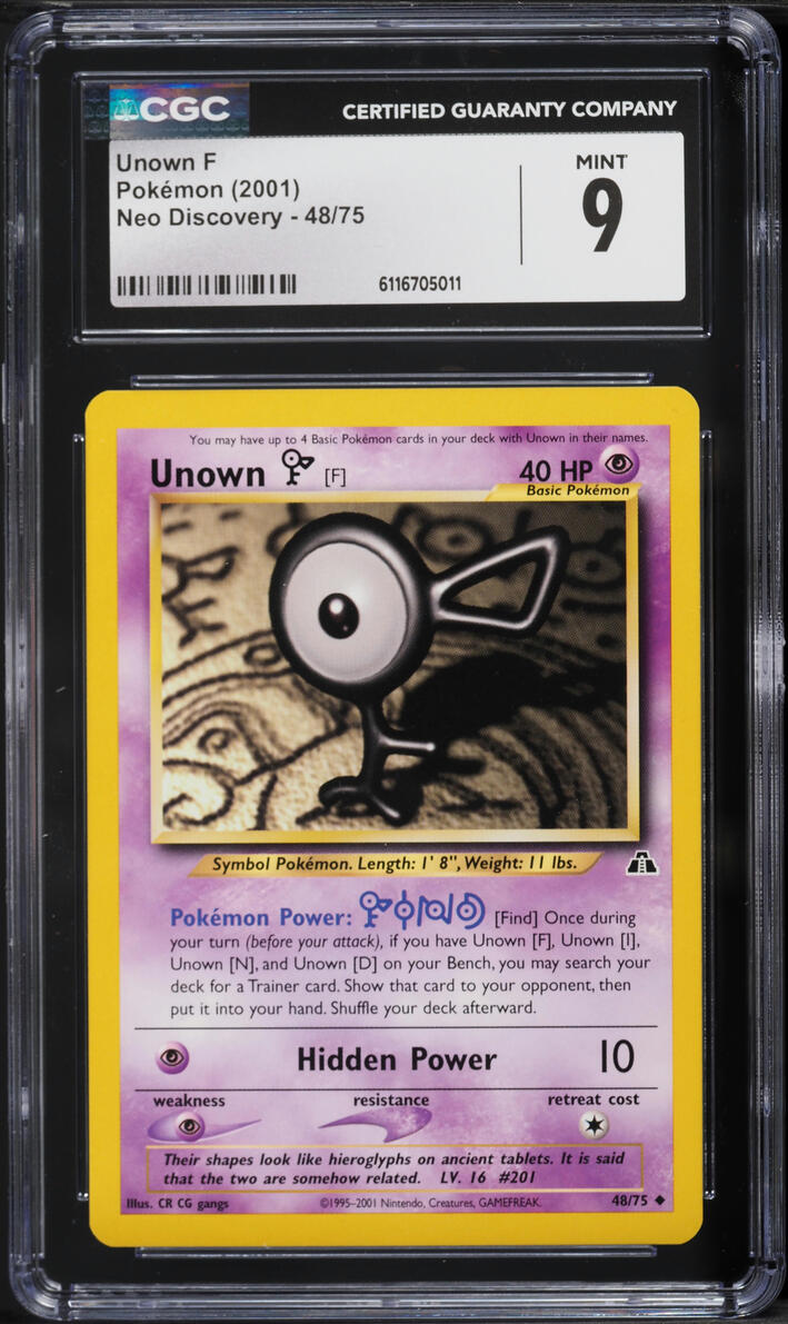 2001 Pokemon Neo Discovery Unown F #48 CGC 9 MINT