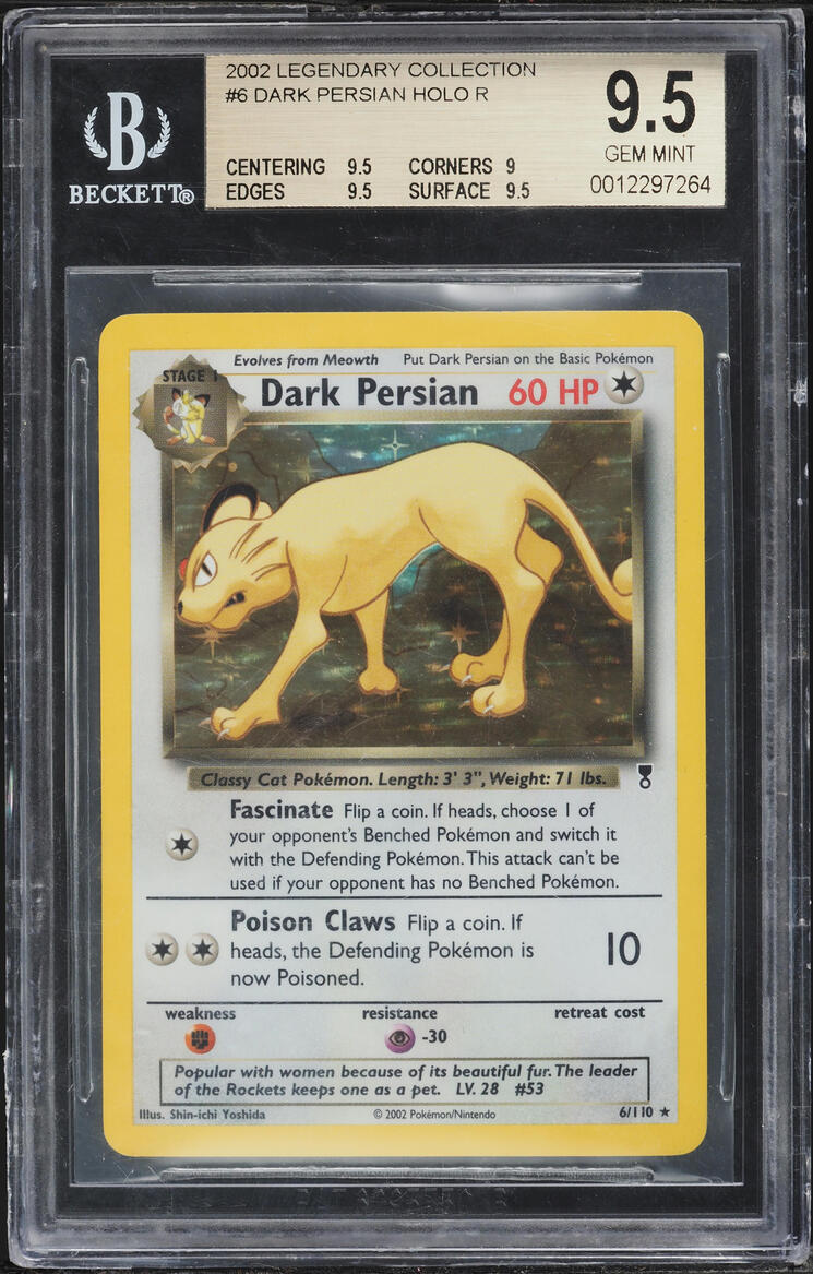 2002 Pokemon Legendary Collection Holo Dark Persian #6 BGS 9.5 GEM MINT