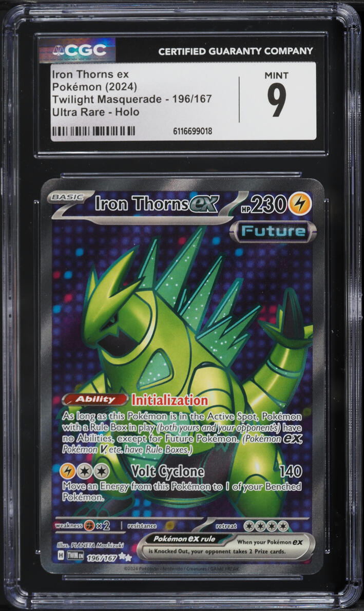 2024 Pokemon Scarlet & Violet Twilight Masquerade Full Art Iron Thorns ex #196 CGC 9 MINT