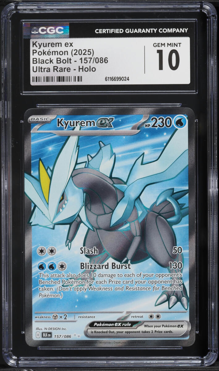 2025 Pokemon Scarlet & Violet Black Bolt Full Art Kyurem Ex #157 CGC 10 GEM MINT