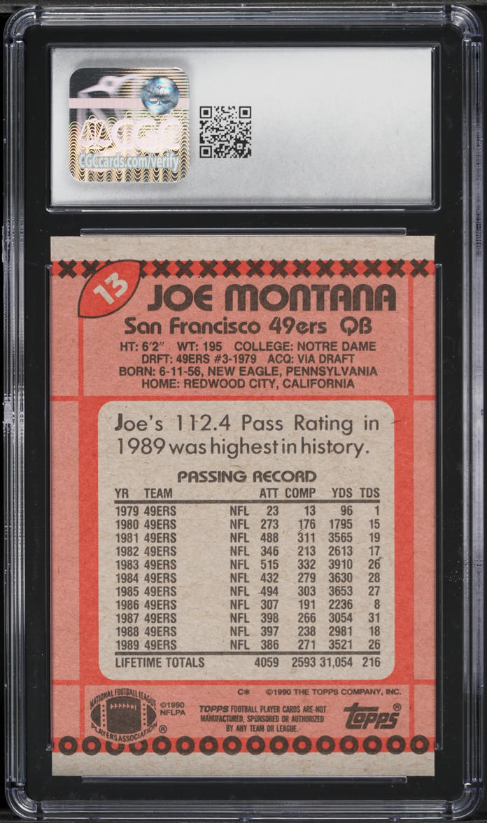 1990 Topps All Pro Joe Montana #13 CGC 9 MINT