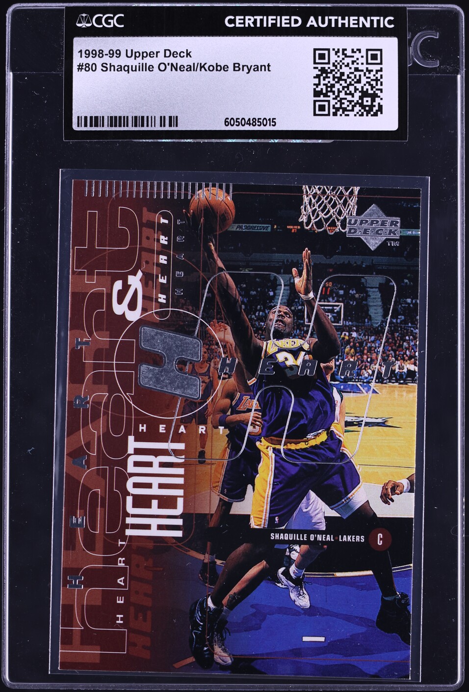 1998 Upper Deck Basketball Shaquille O'Neal Kobe Bryant #80 CGC AUTH