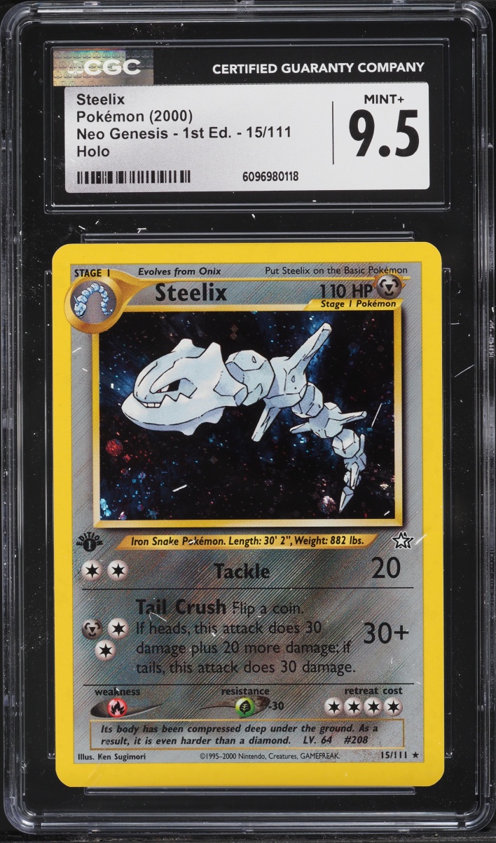 2000 Pokemon Neo Genesis 1st Edition Holo Steelix #15 CGC 9.5 MINT+