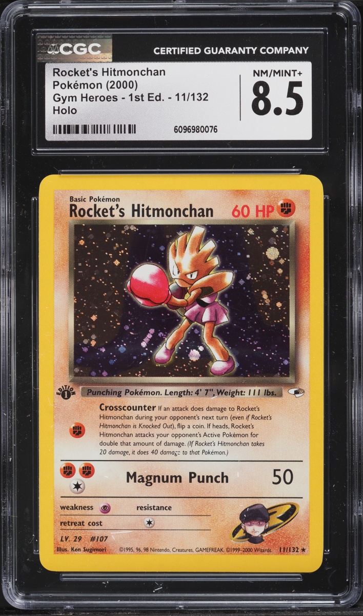 2000 Pokemon Gym Heroes 1st Edition Holo Rocket's Hitmonchan #11 CGC 8.5 NM-MT+
