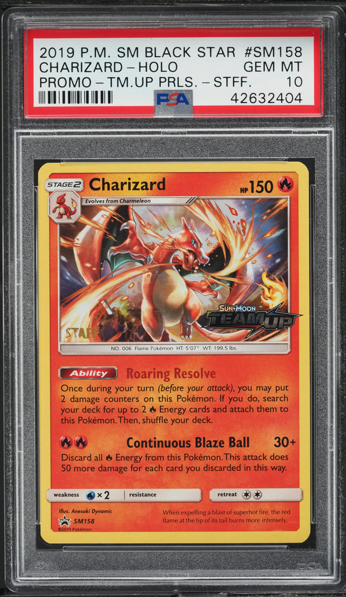 2019 Pokemon SM Team Up Prerelease Staff Holo Charizard #SM158 PSA 10 GEM MINT
