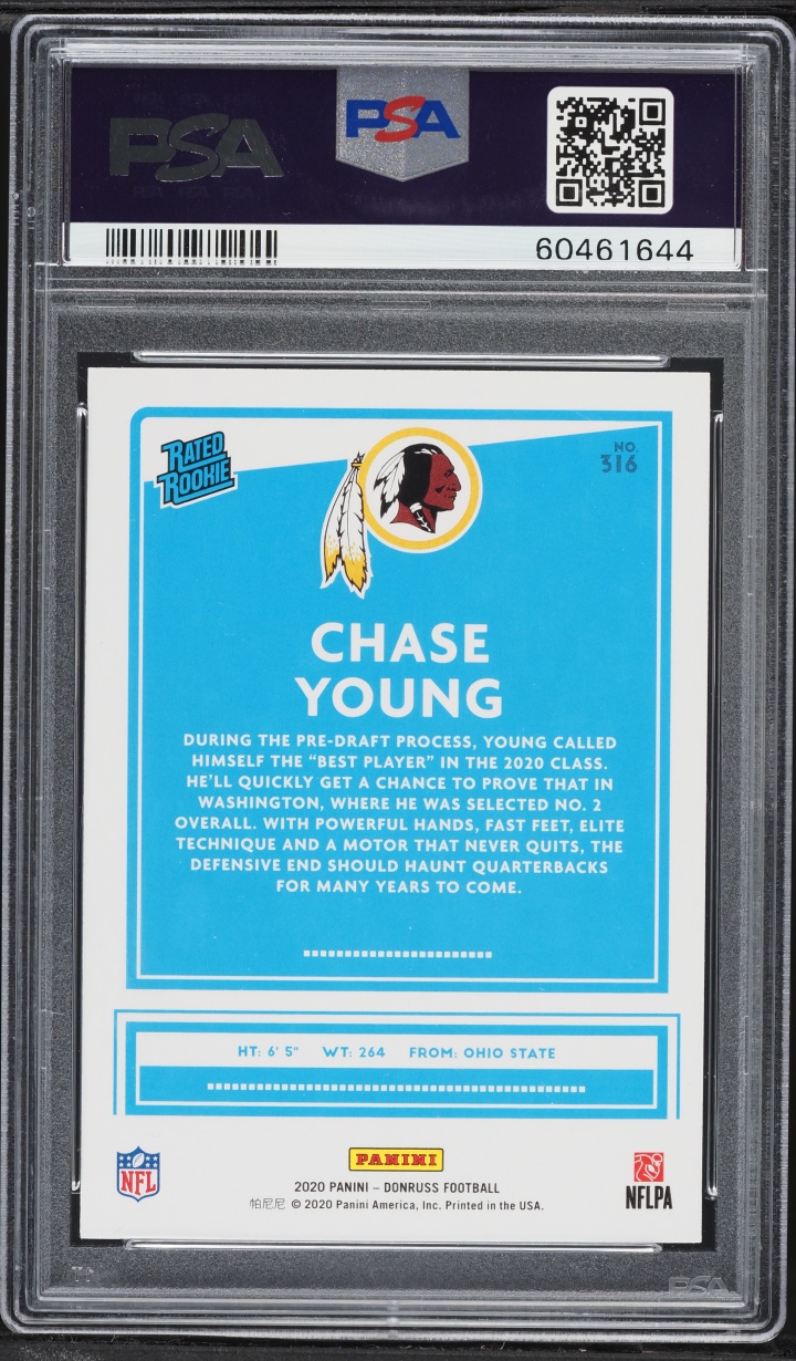 2020 Donruss Football Chase Young ROOKIE #316 PSA 9 MINT