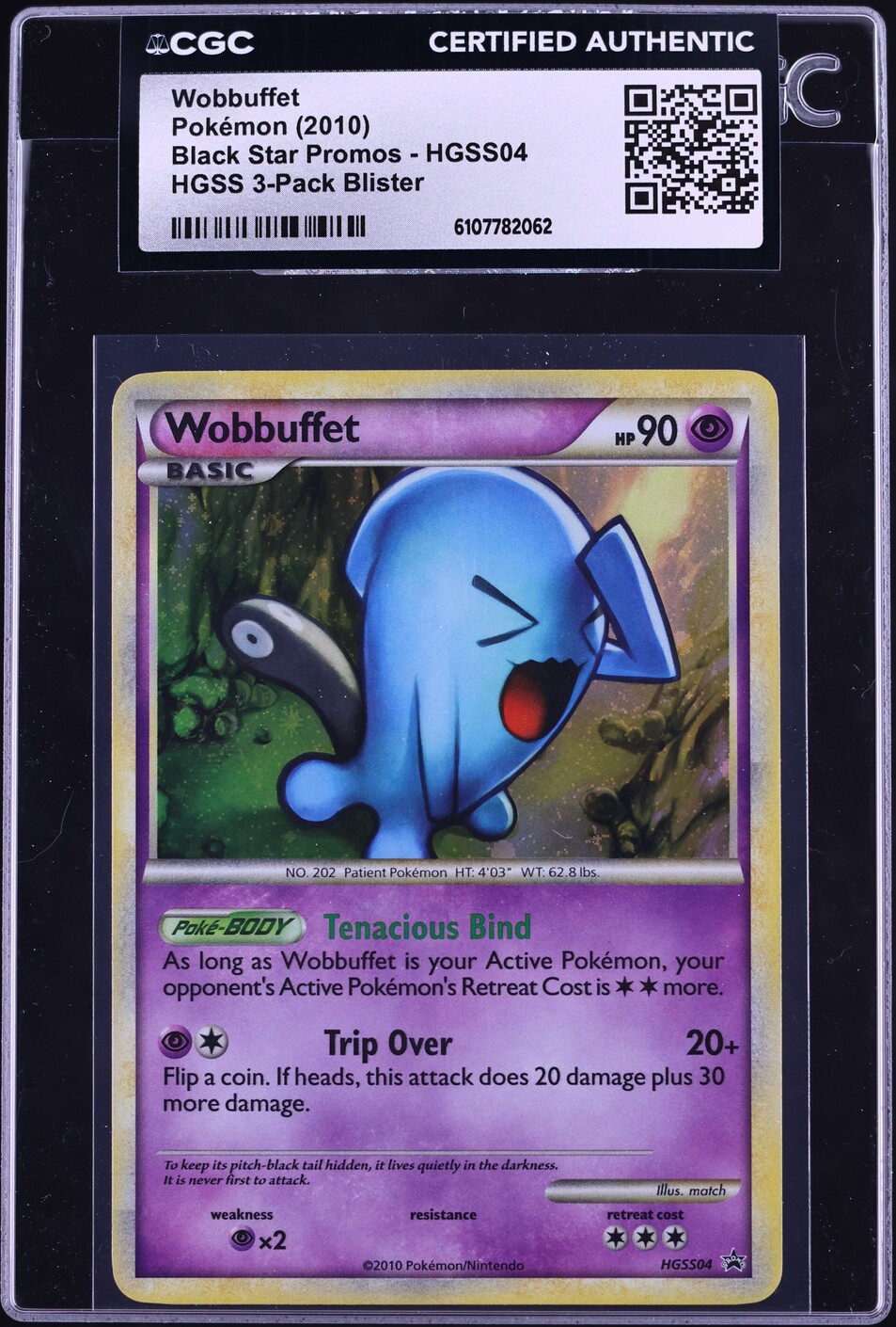 2010 Pokemon HeartGold & SoulSilver Black Star Promo Holo Wobbuffet #HGSS04 CGC AUTH