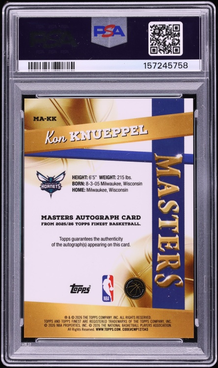 2025 Finest Masters Black Geometric Kon Knueppel ROOKIE AUTO /25 #MA-KK PSA 9 MINT
