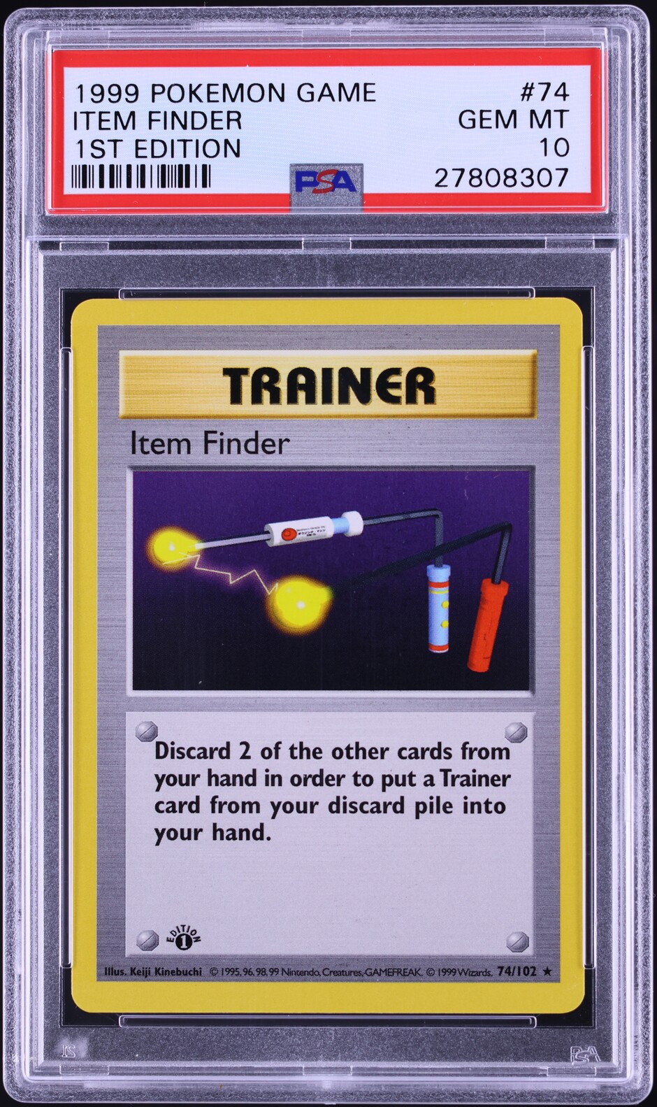 1999 Pokemon Base Set Shadowless 1st Edition Item Finder #74 PSA 10 GEM MINT