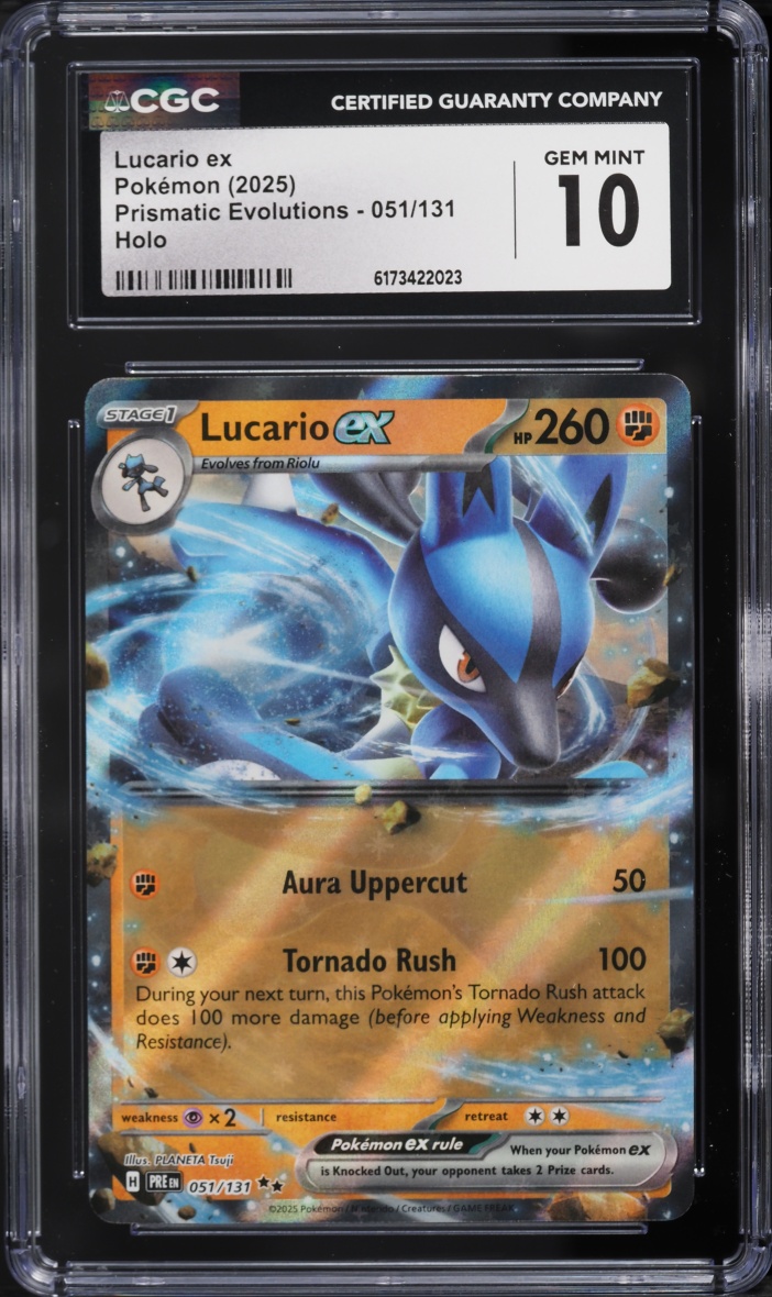 2025 Pokemon Scarlet & Violet Prismatic Evolutions Holo Lucario EX #51 CGC 10 GEM MINT