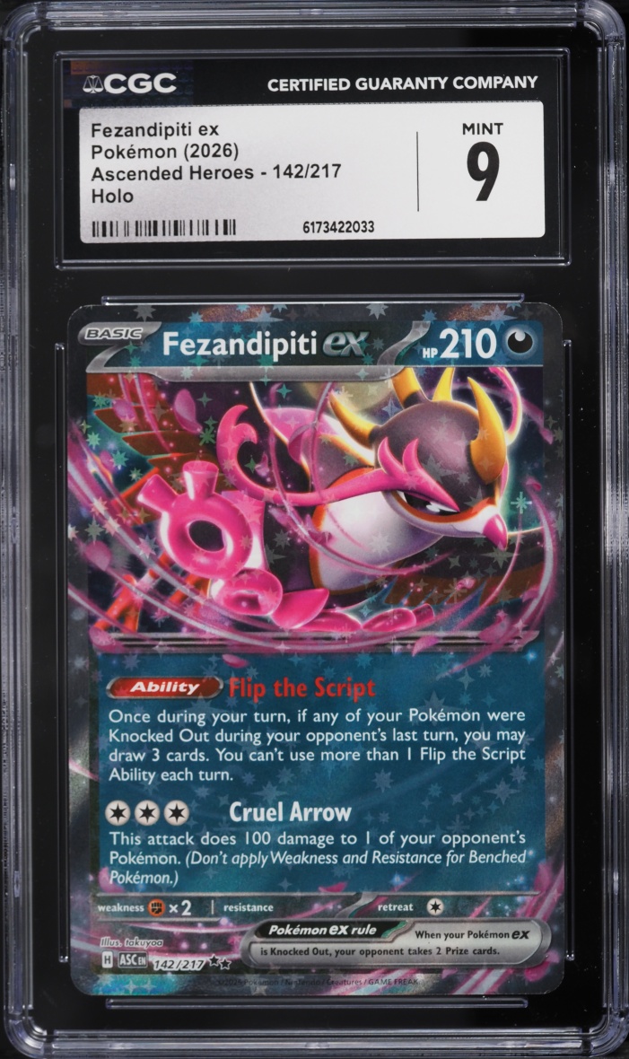 2026 Pokemon Mega Evolution Ascended Heroes Holo Fezandipiti Ex #142 CGC 9 MINT