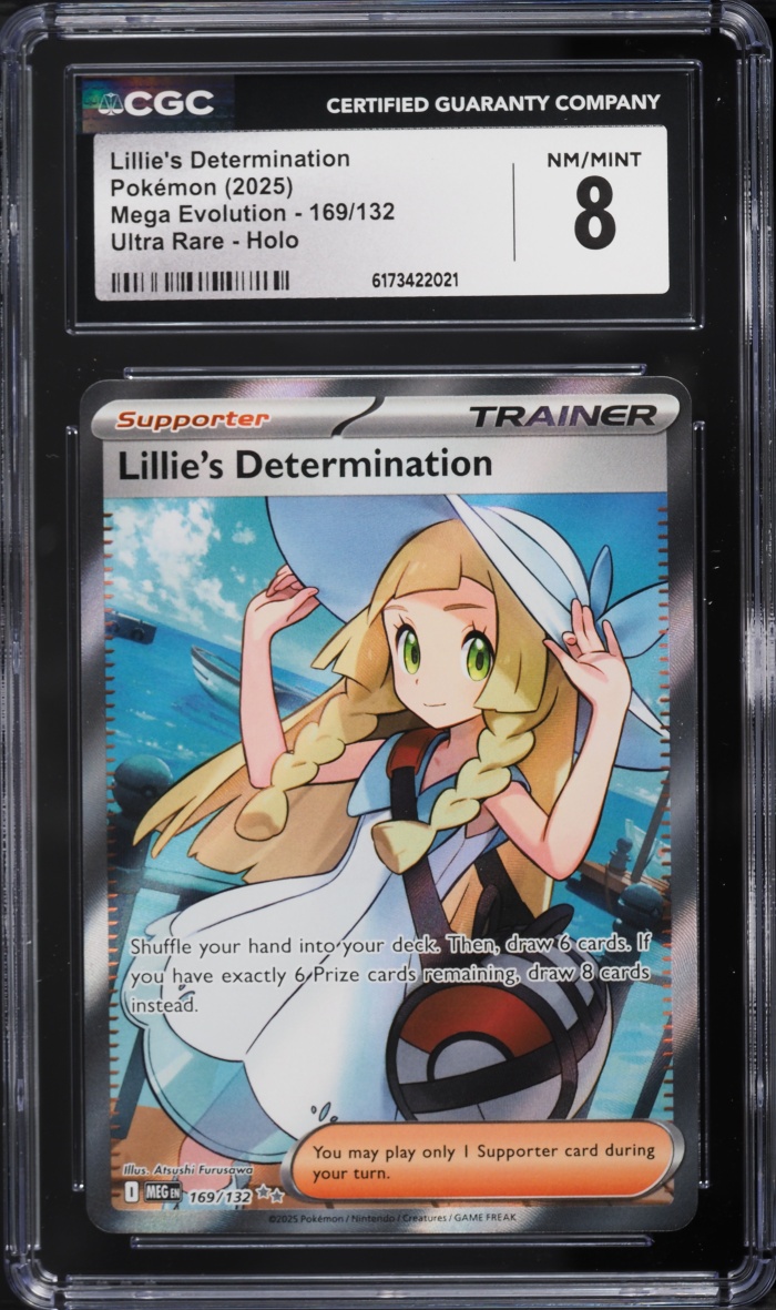 2025 Pokemon Mega Evolution Full Art Lillie's Determination #169 CGC 8 NM-MT