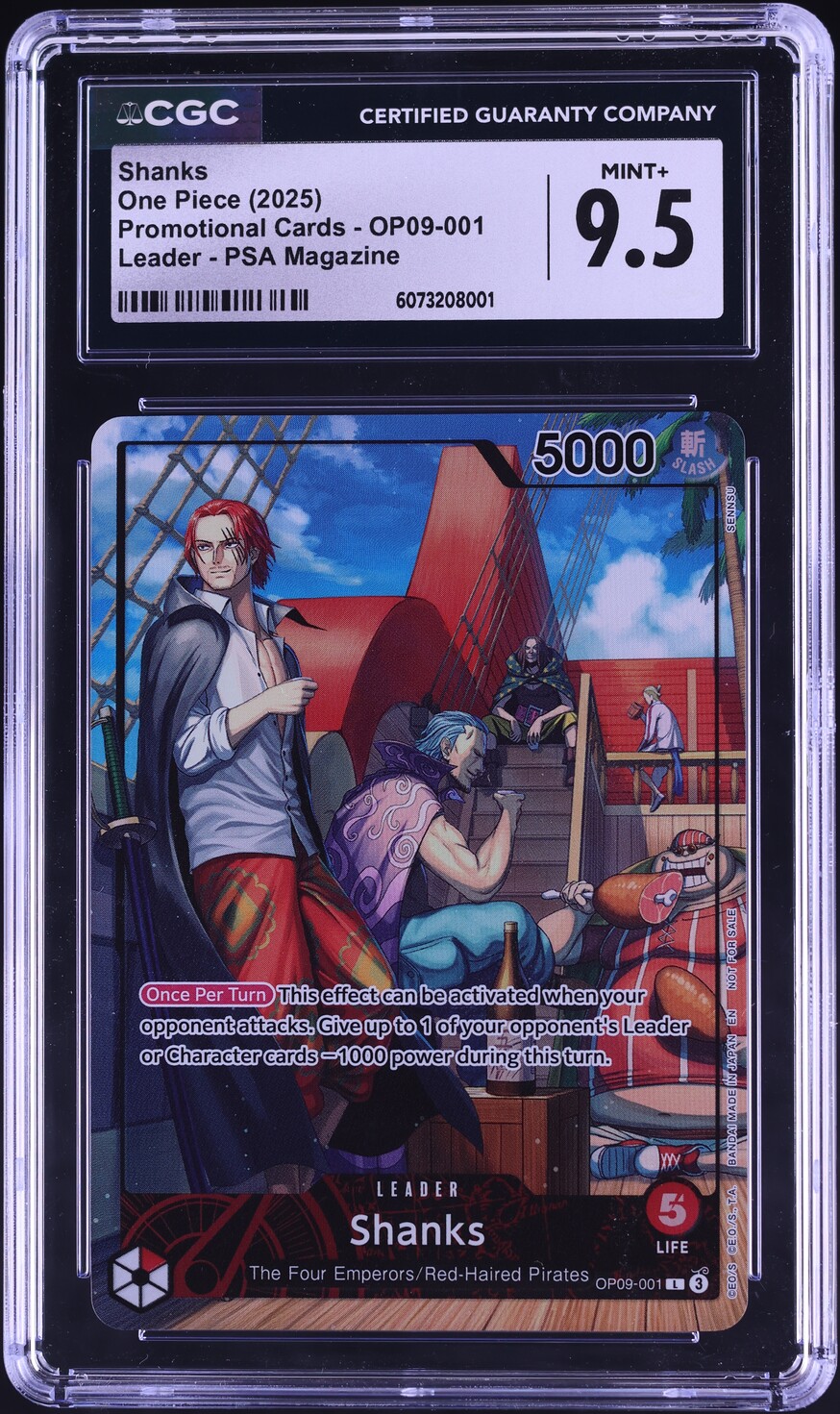 【新品未開封】ワンピースShanks PSAマガジンプロモカード シャンクス【プロモ】《赤》未開封 ※英語表記 PSAマガジン版OP09