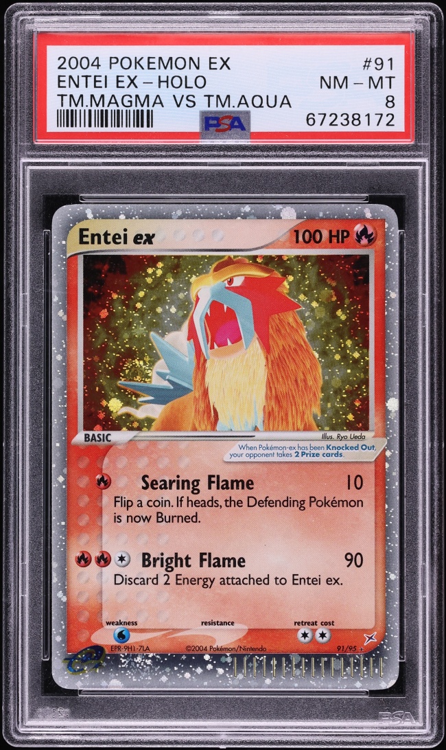 2004 Pokemon EX Team Magma Vs Aqua Holo Entei ex #91 PSA 8 NM-MT