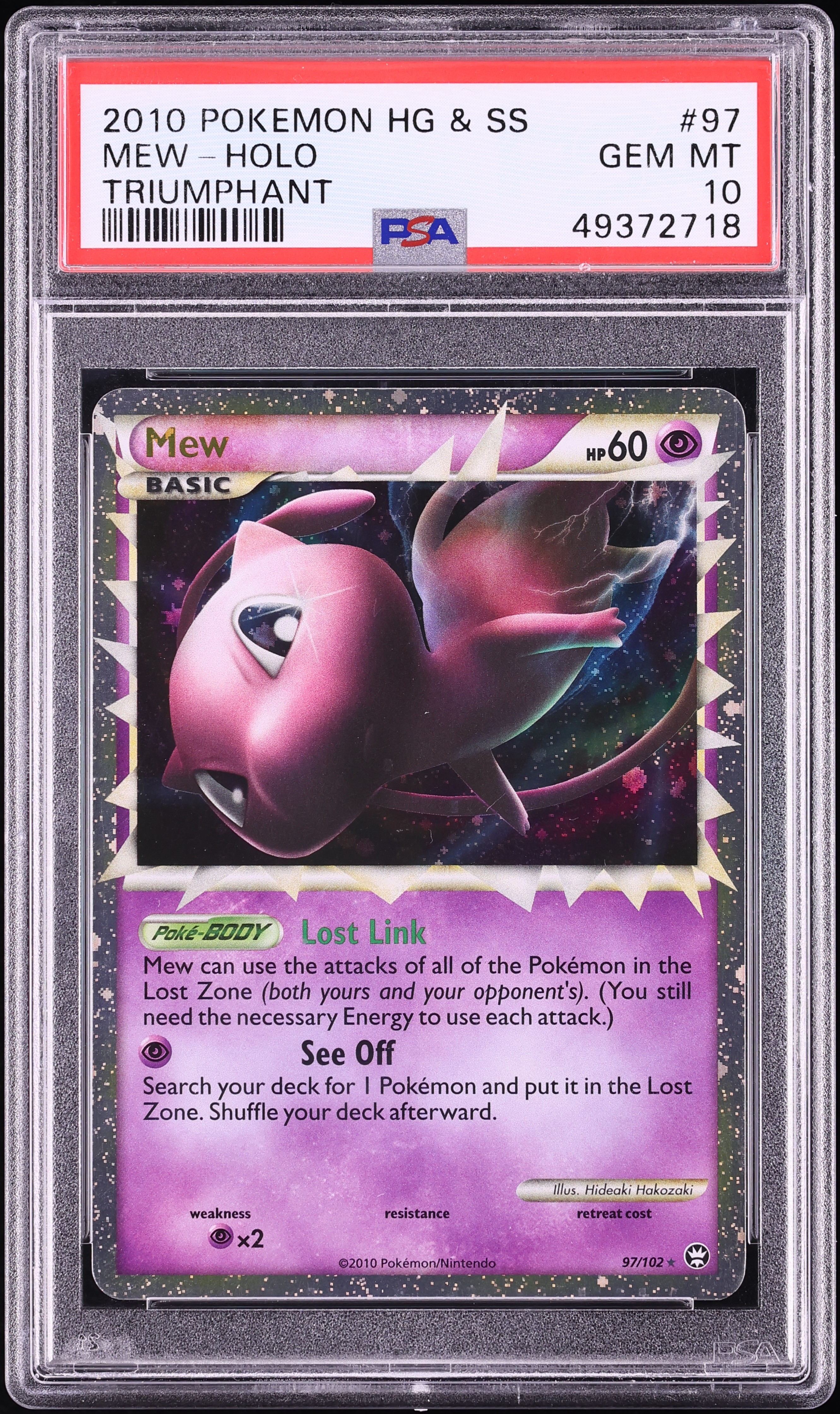 2010 Pokemon HeartGold & SoulSilver Triumphant Holo Mew #97 PSA 10 GEM MINT