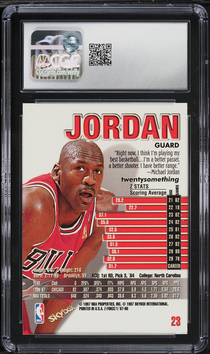 1997 Skybox Z-Force Michael Jordan #23 CGC 6 EXMT