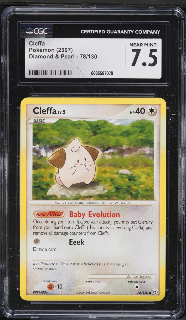 2007 Pokemon Diamond & Pearl Cleffa #78 CGC 7.5 NRMT+