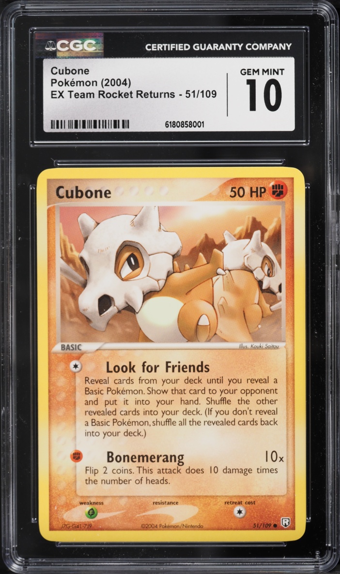 2004 Pokemon EX Team Rocket Returns Cubone #51 CGC 10 GEM MINT