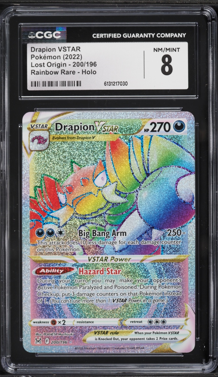 2022 Pokemon Sword & Shield Lost Origin Rainbow Rare Holo Drapion VSTAR #200 CGC 8 NM-MT
