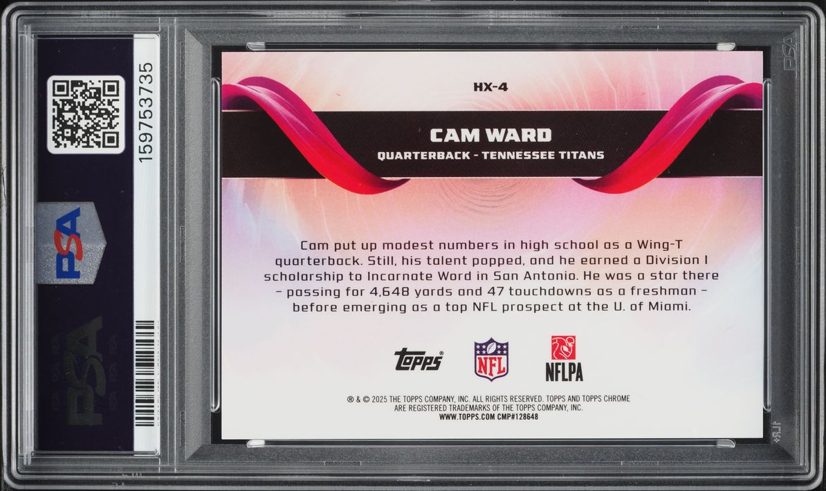2025 Topps Chrome Helix Cam Ward ROOKIE #HX-4 PSA 10 GEM MINT