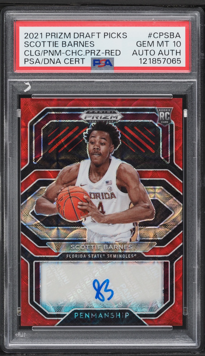 2021 Panini Prizm Draft College Penmanship Red Scottie Barnes ROOKIE ...