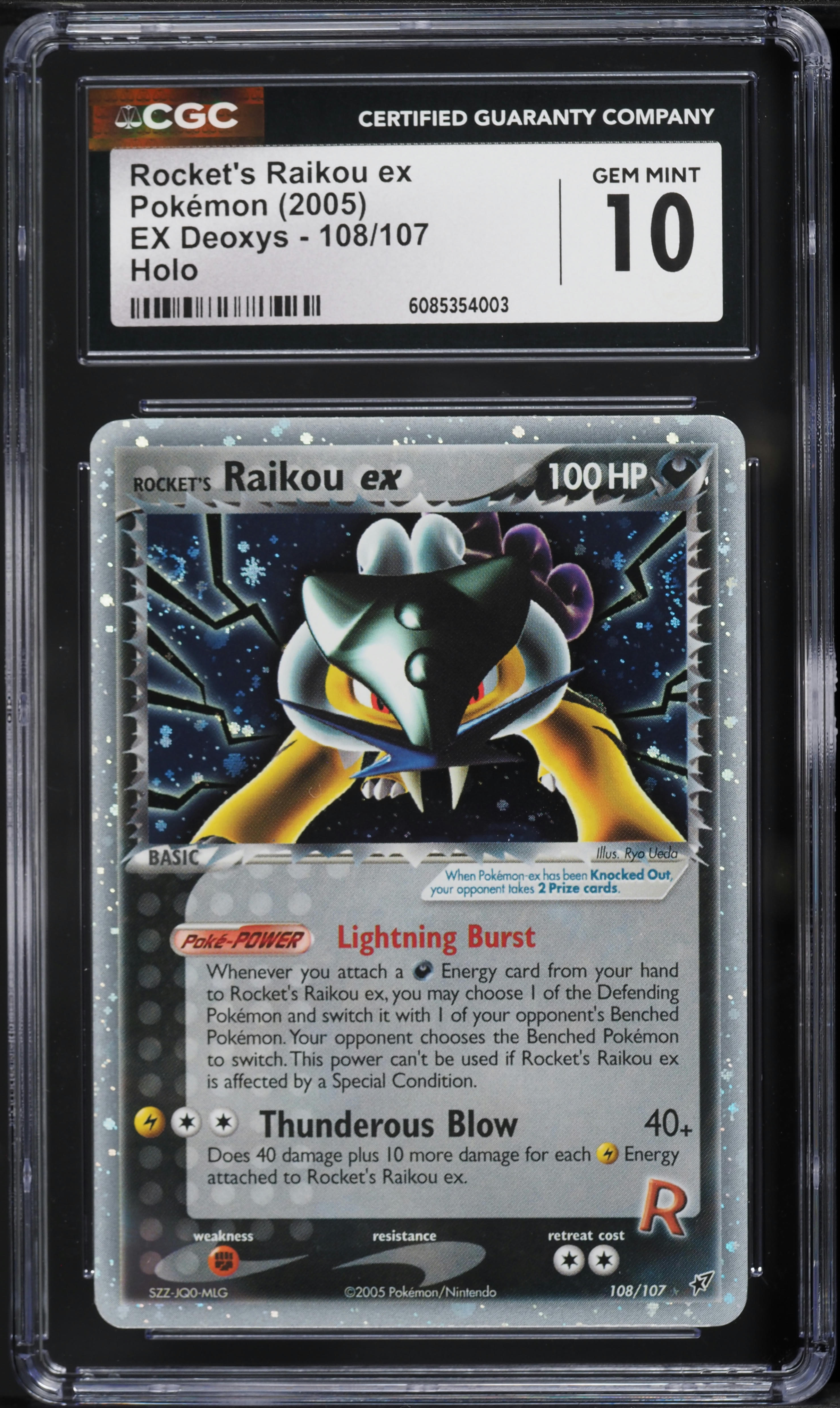 2005 Pokemon EX Deoxys Holo Rocket's Raikou ex #108 CGC 10 GEM MINT