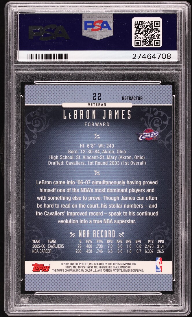 2006 Finest Refractor LeBron James #22 PSA 10 GEM MINT
