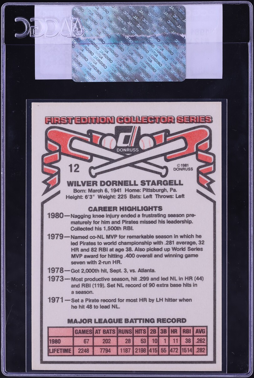 1981 Donruss Willie Stargell #12 CGC AUTH