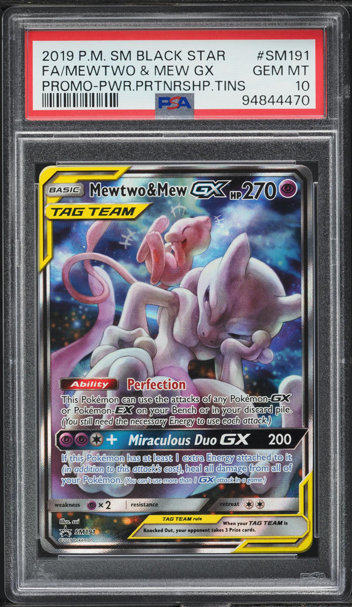 2019 Pokemon SM Black Star Promo Full Art Mewtwo & Mew GX #SM191 PSA 10 ...