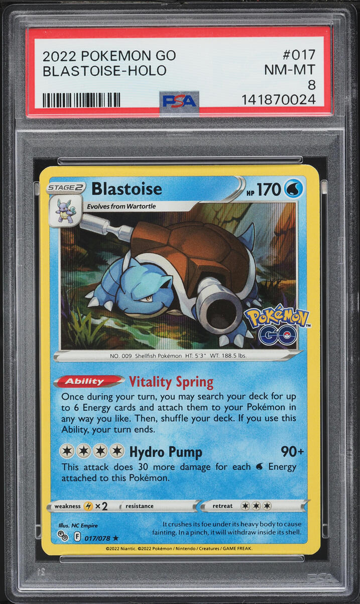 2022 Pokemon Sword & Shield Pokemon GO Holo Blastoise #017 PSA 8 NM-MT