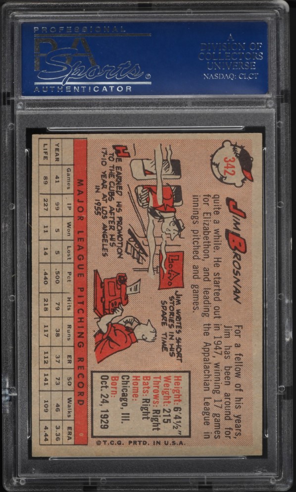 1958 Topps Jim Brosnan #342 PSA 9 MINT