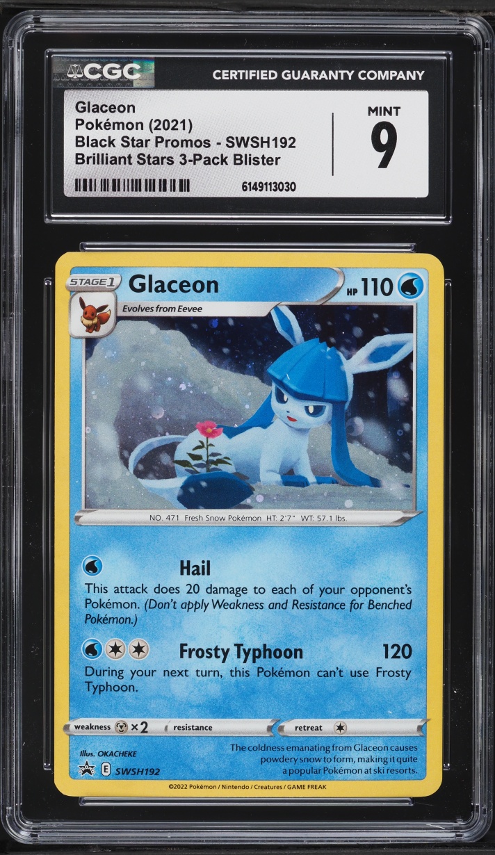 2021 Pokemon Sword & Shield Black Star Promo Brilliant Stars Glaceon #SWSH192 CGC 9 MINT