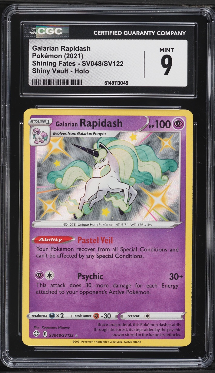 2021 Pokemon Sword & Shield Shining Fates Shiny Vault Holo Galarian Rapidash #SV048 CGC 9 MINT