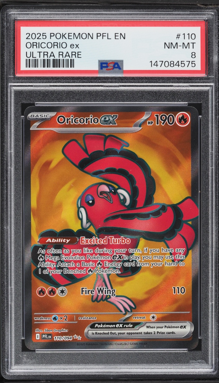 2025 Pokemon Mega Phantasmal Flames Full Art Oricorio EX #110 PSA 8 NM-MT
