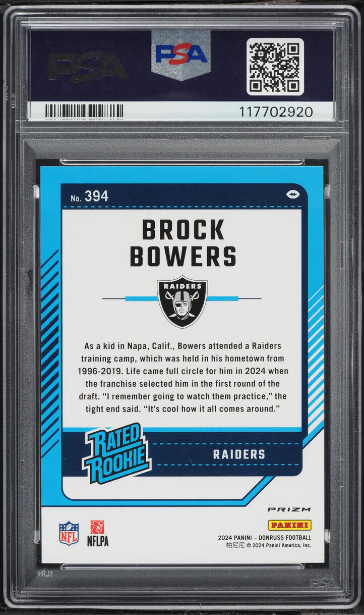2024 Donruss Optic Preview Blue Scope Brock Bowers ROOKIE #394 PSA 10 GEM MINT