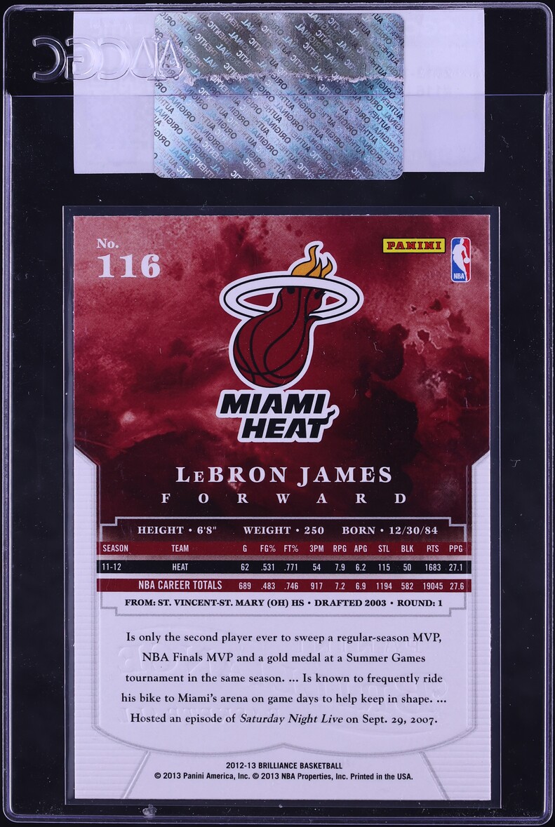 2012 Panini Brilliance LeBron James #116 CGC AUTH