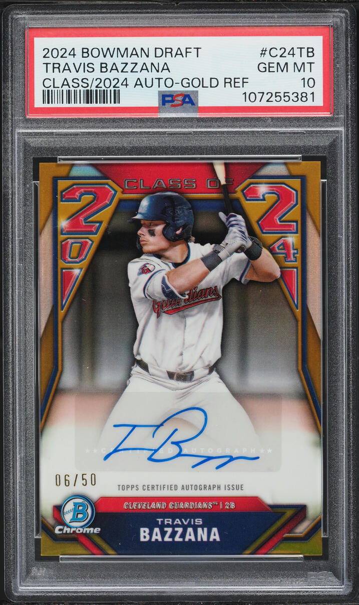 2024 Bowman Chrome Class Of '24 Gold Refractor Travis Bazzana PROSPECT AUTO /50 #C24-TB PSA 10