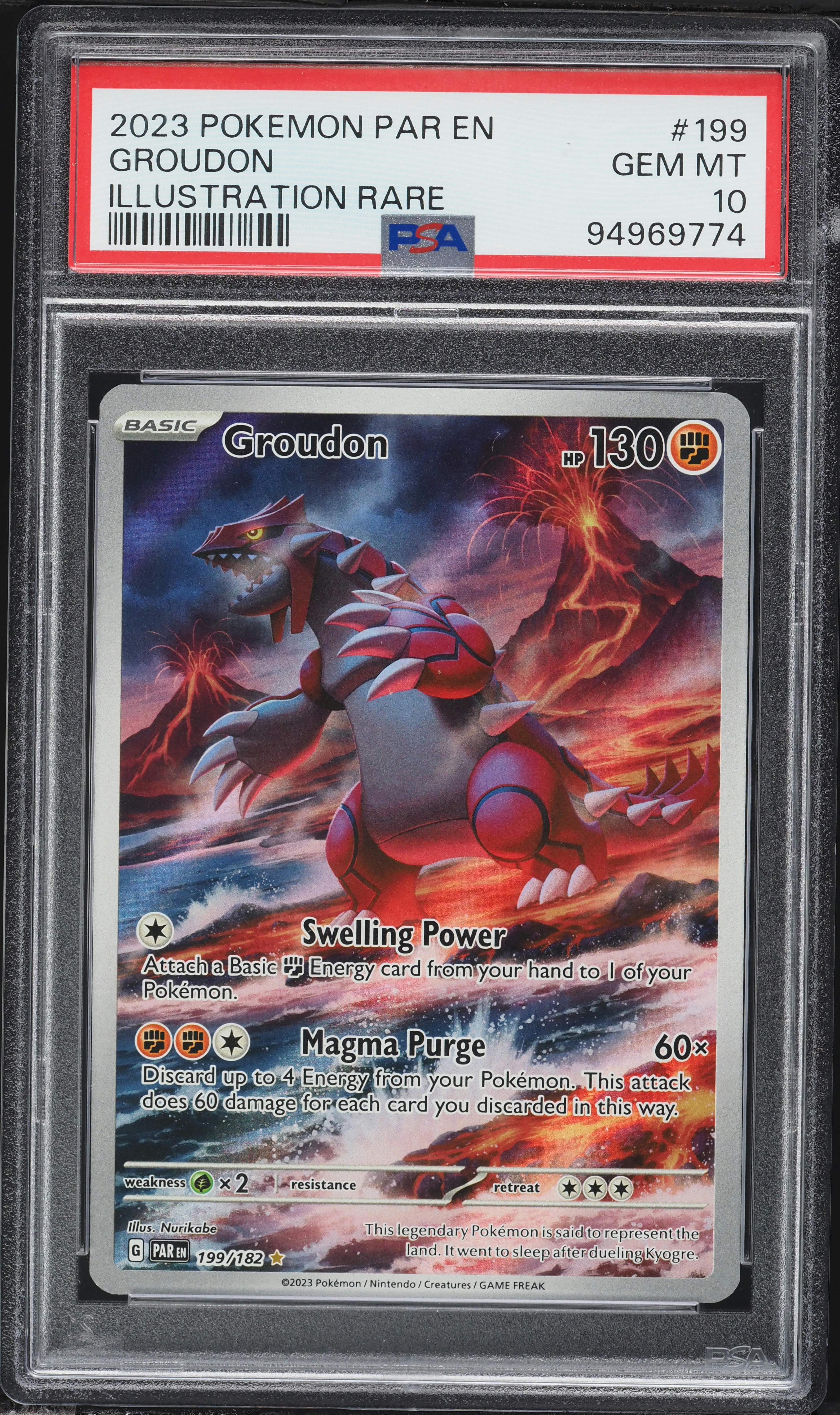 2023 Pokemon Scarlet & Violet Paradox Rift IR Groudon #199 PSA 10 GEM MINT